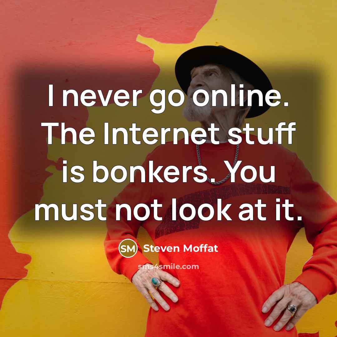“I never go online. The Internet stuff is bonkers. You…” quote by Steven Moffat
