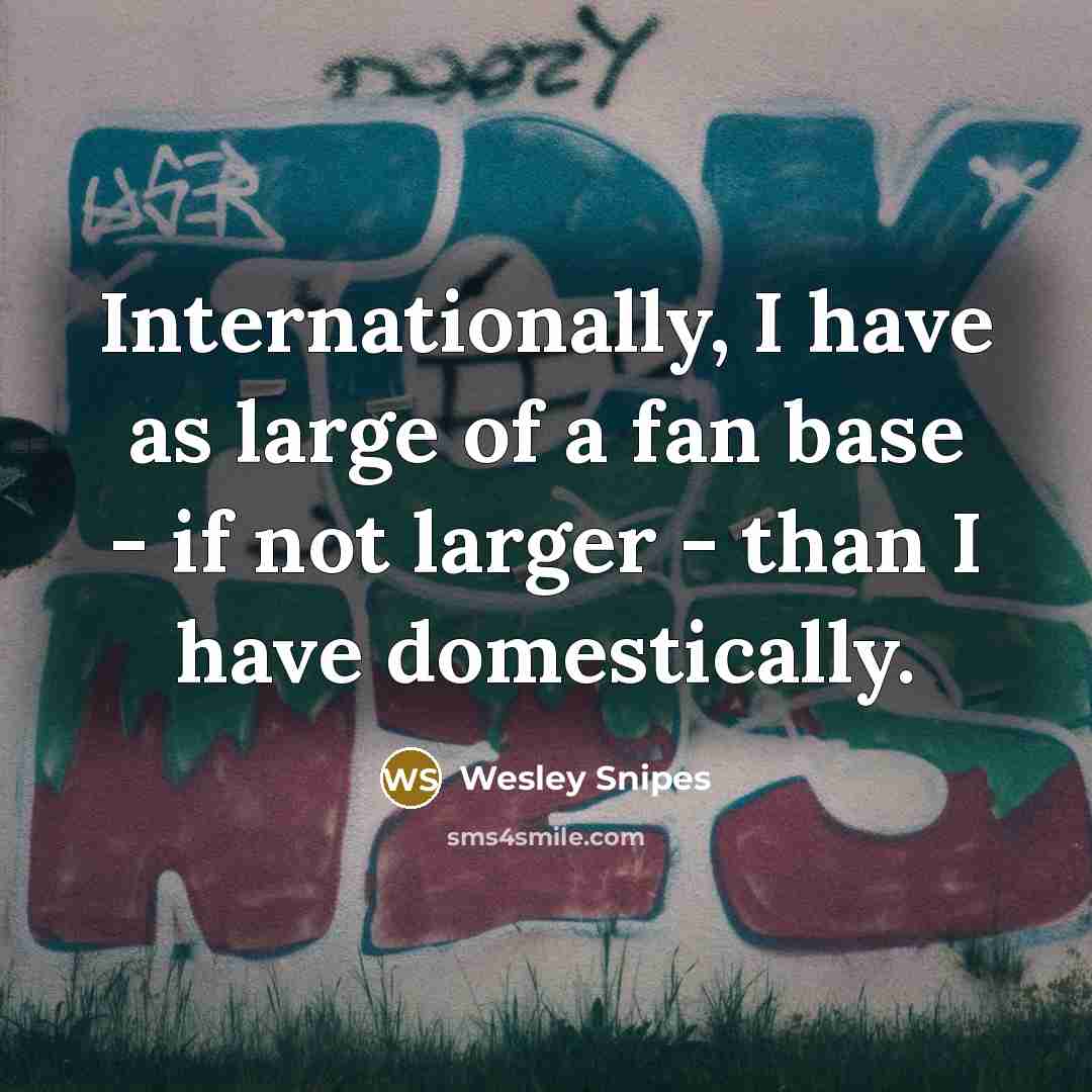 “Internationally, I have as large of a fan base -…” quote by Wesley Snipes