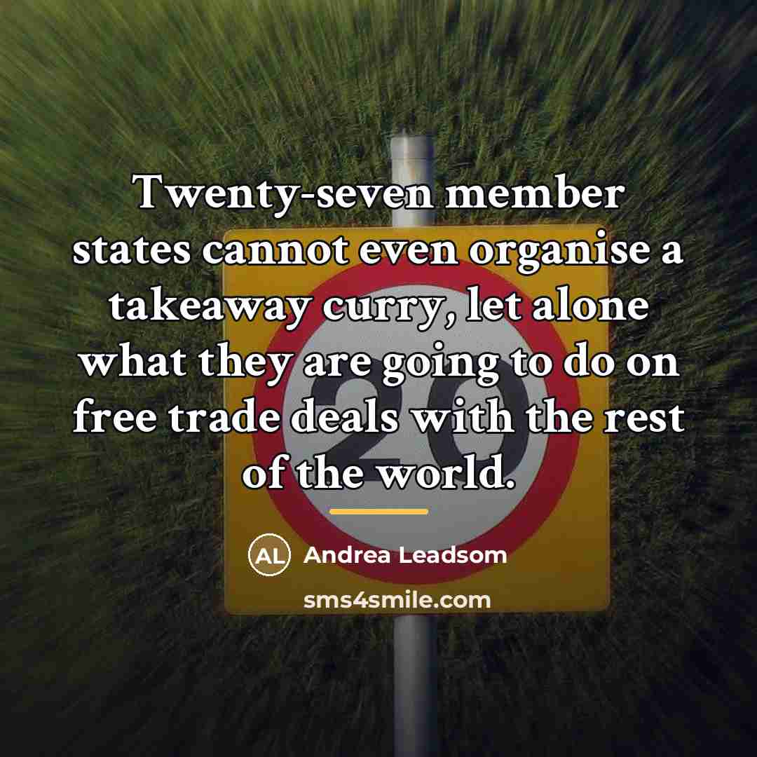 “Twenty-seven member states cannot even organise a takeaway curry, let…” quote by Andrea Leadsom