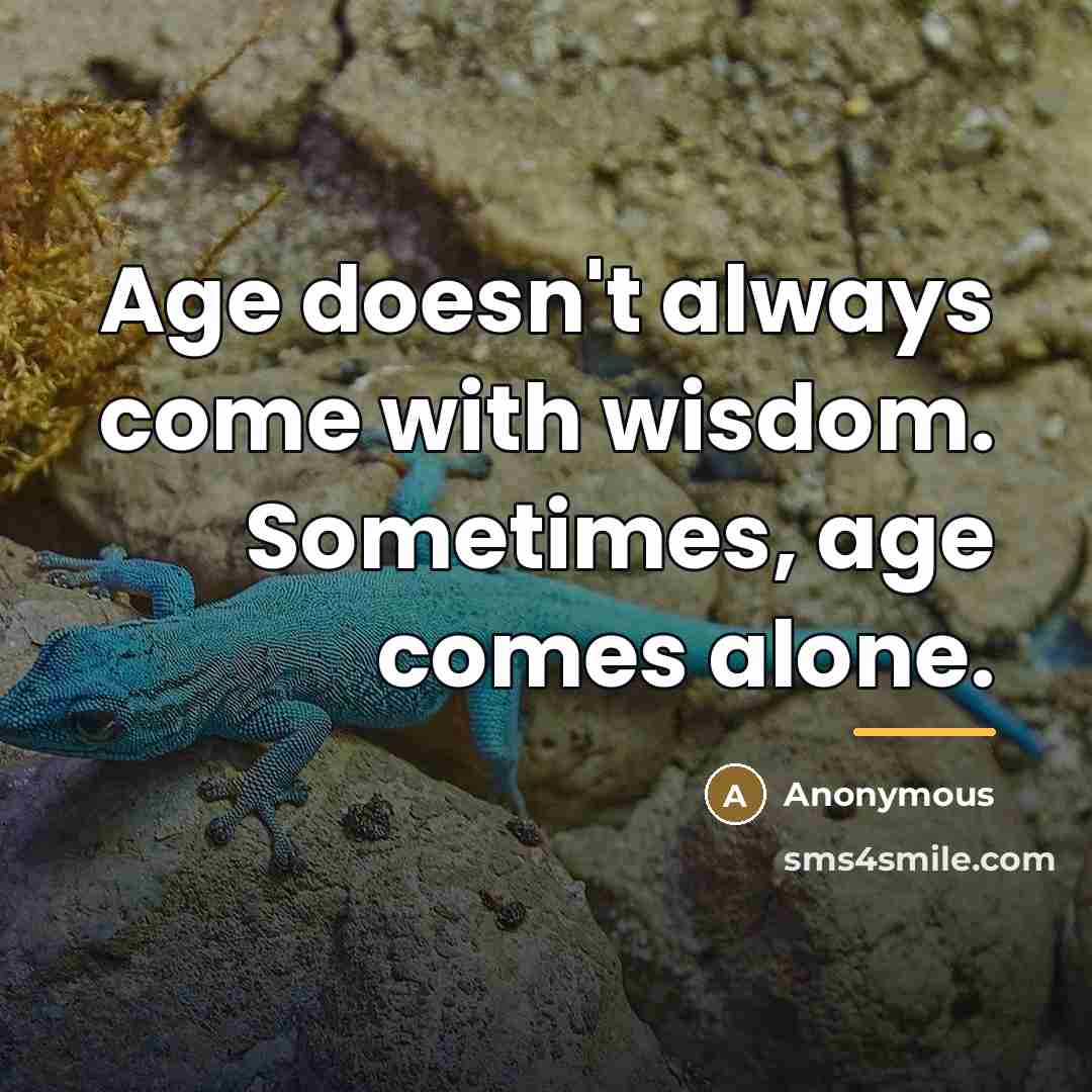 “Age doesn't always come with wisdom. Sometimes, age comes alone.…” quote by Anonymous