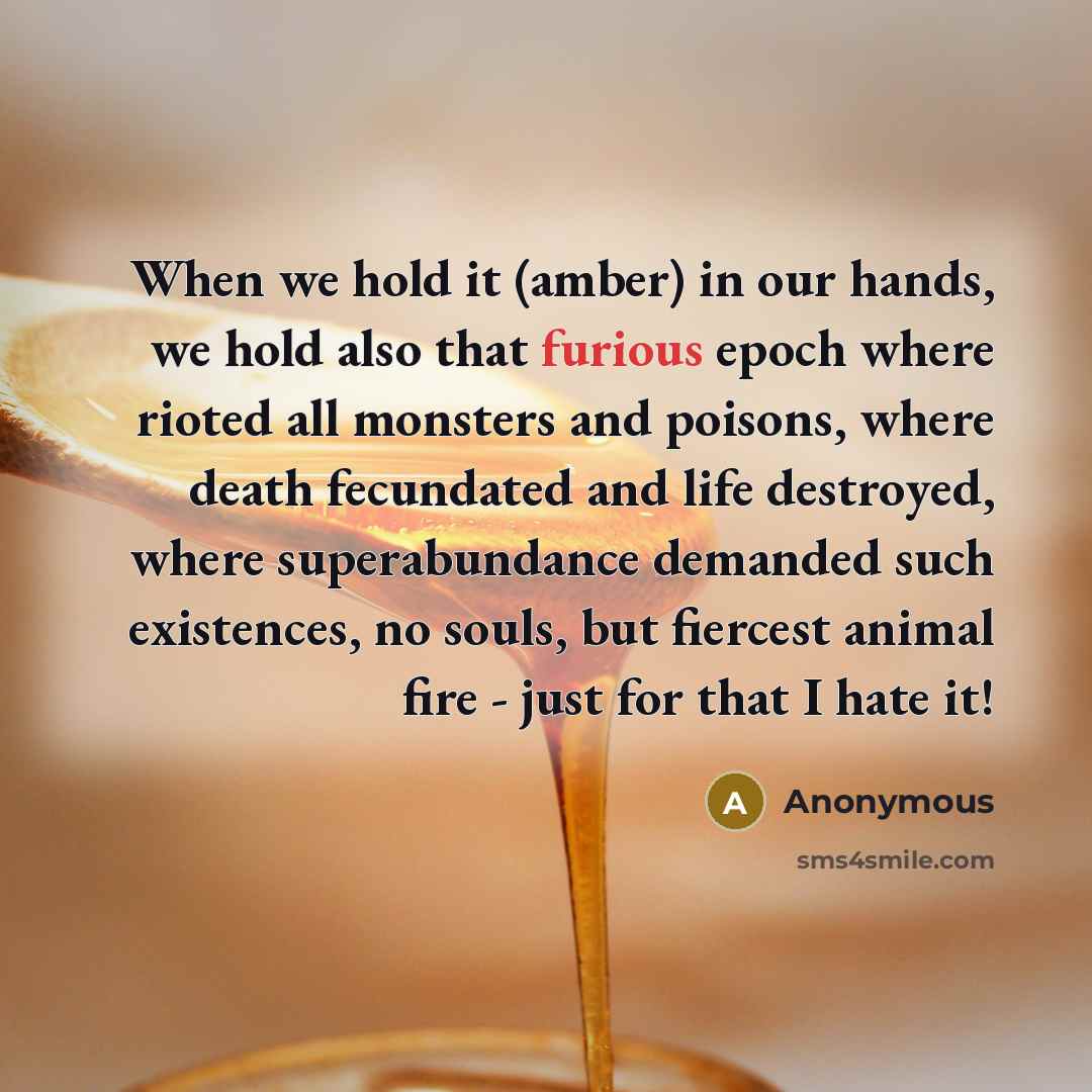 “When we hold it (amber) in our hands, we hold…” quote by Anonymous