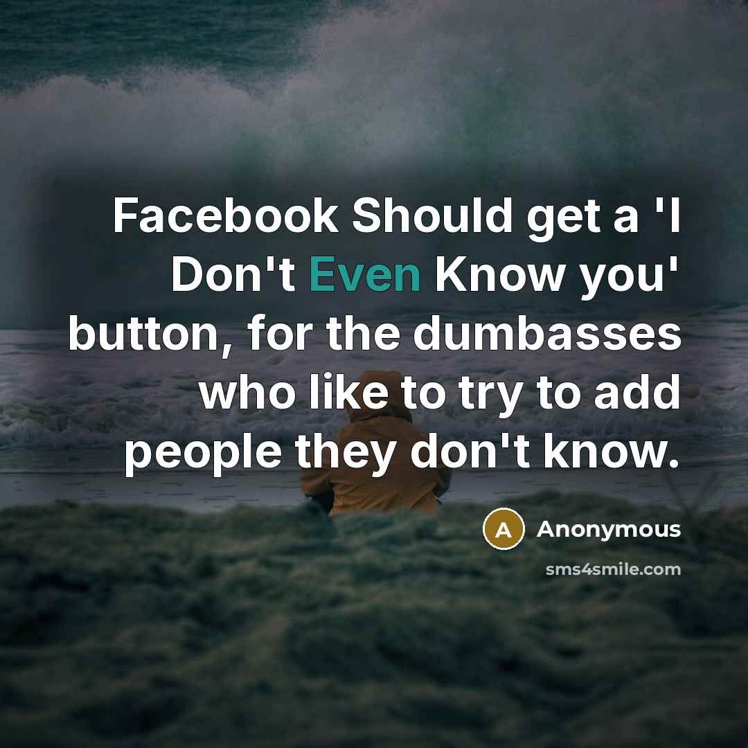 “Facebook Should get a 'I Don't Even Know you' button,…” quote by Anonymous