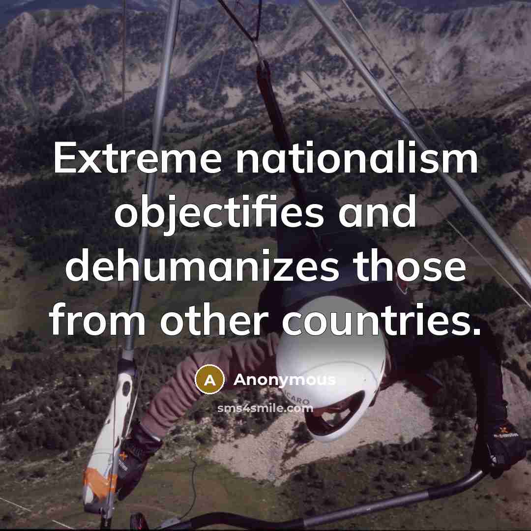 “Extreme nationalism objectifies and dehumanizes those from other countries.…” quote by Anonymous