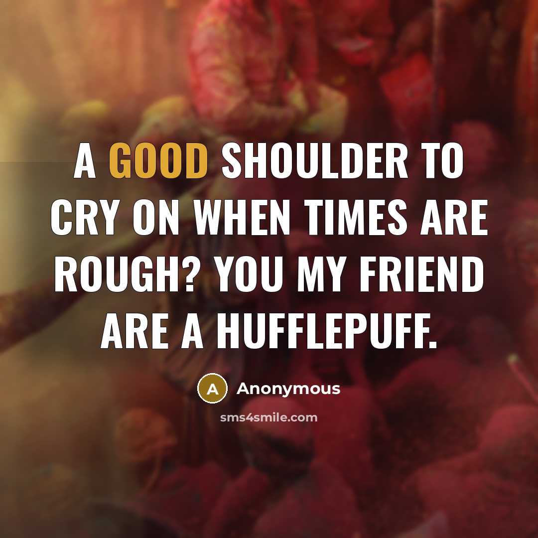 “A good shoulder to cry on when times are rough?…” quote by Anonymous