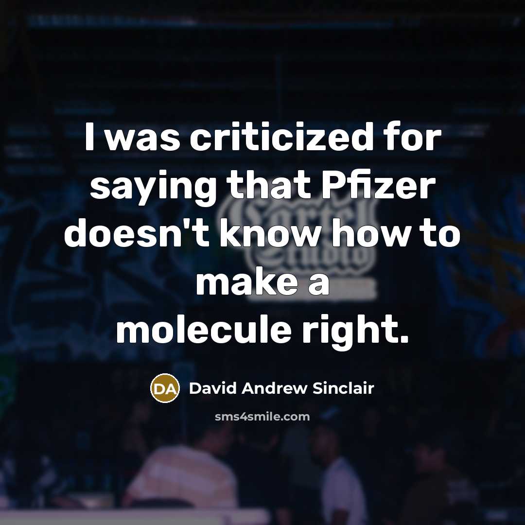 “I was criticized for saying that Pfizer doesn't know how to make a molecule right.” quote by David Andrew Sinclair