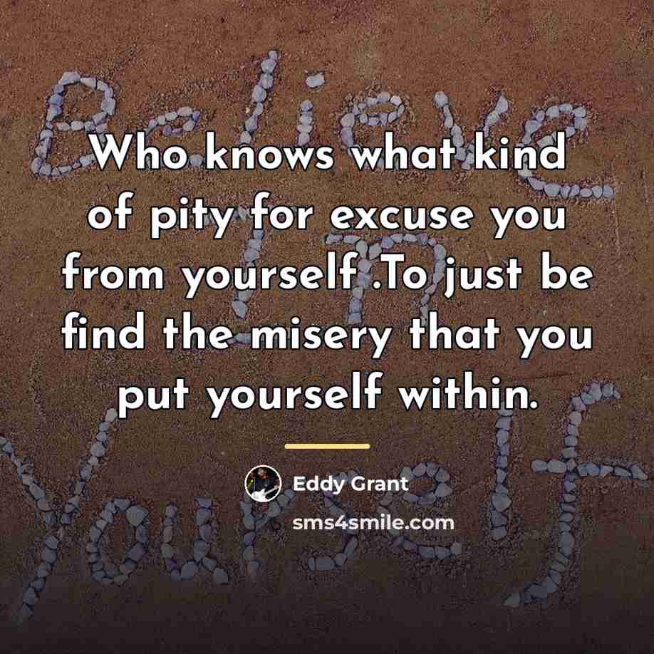 “Who knows what kind of pity for excuse you from…” quote by Eddy Grant
