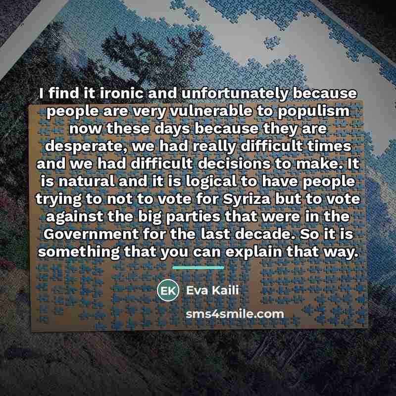 “I find it ironic and unfortunately because people are very…” quote by Eva Kaili