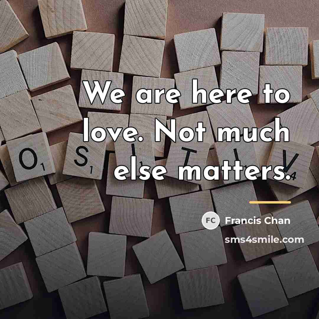“We are here to love. Not much else matters.…” quote by Francis Chan
