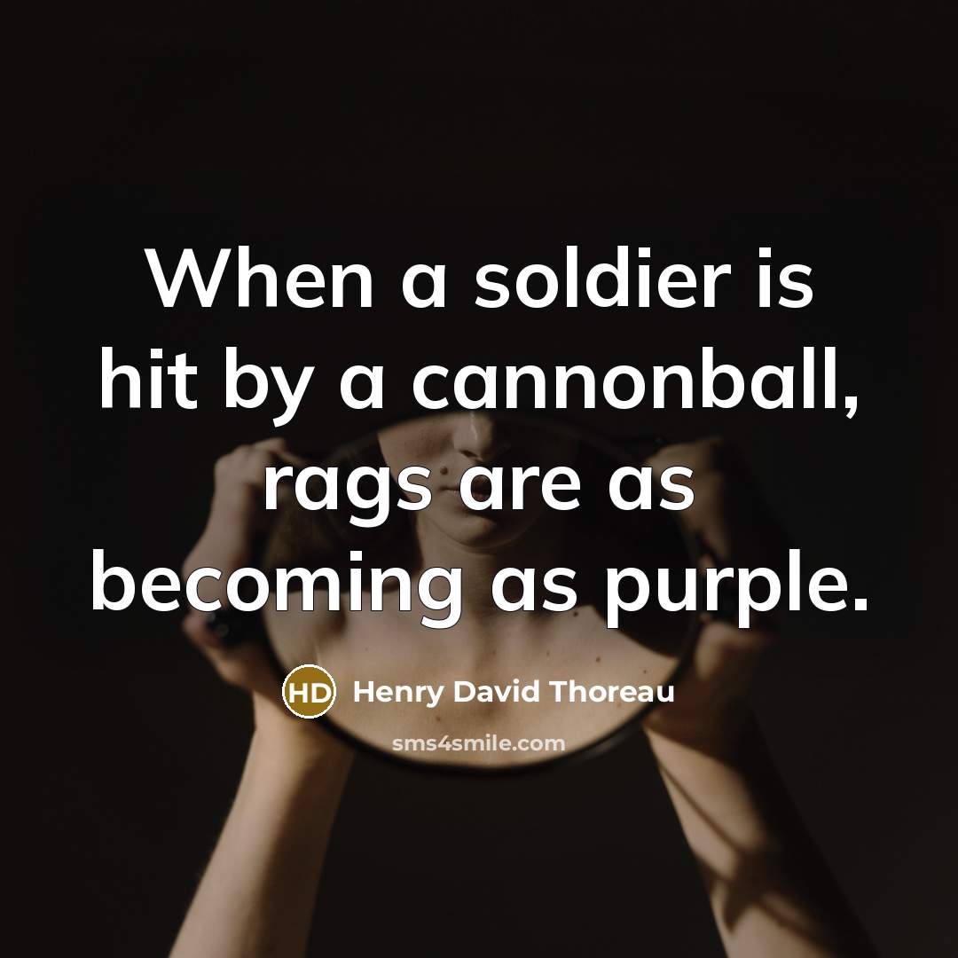 “When a soldier is hit by a cannonball, rags are…” quote by Henry David Thoreau