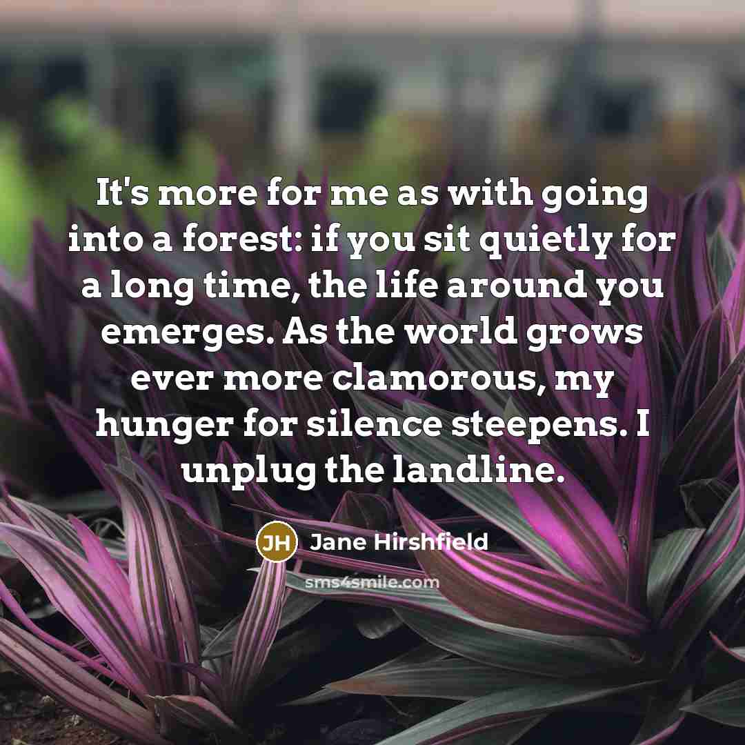 “It's more for me as with going into a forest:…” quote by Jane Hirshfield