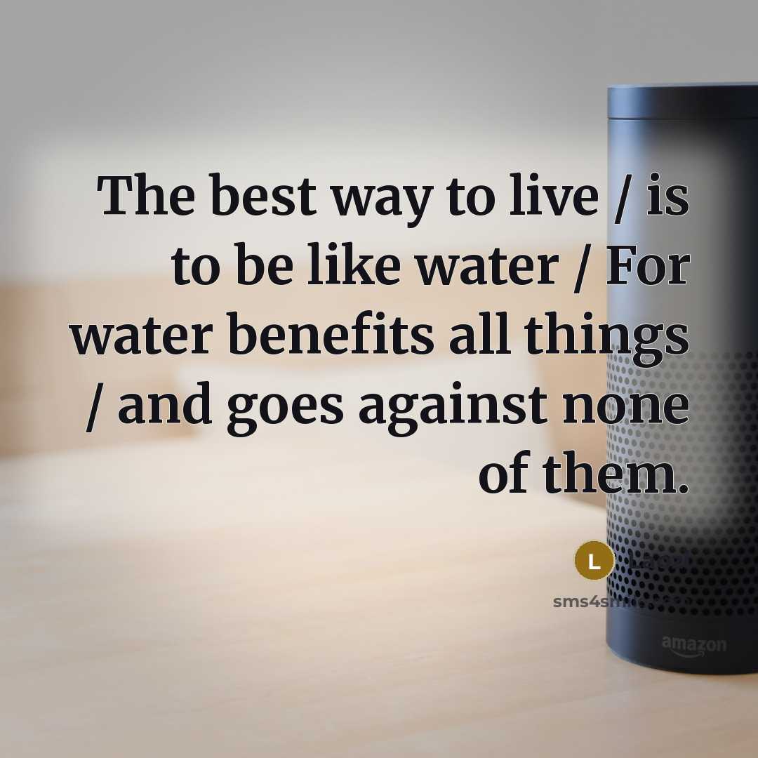 “The best way to live / is to be like…” quote by Laozi