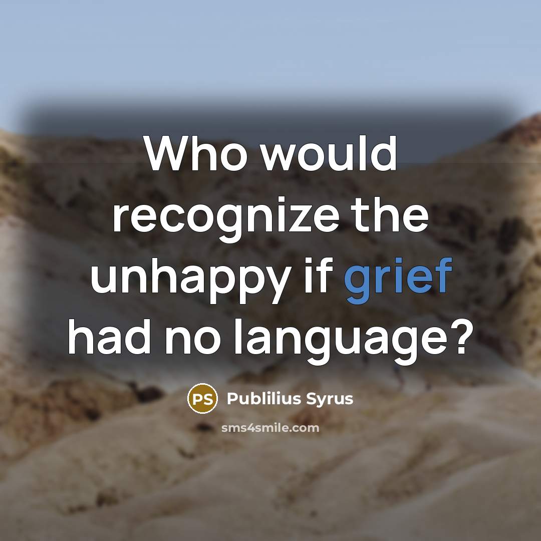 “Who would recognize the unhappy if grief had no language?…” quote by Publilius Syrus
