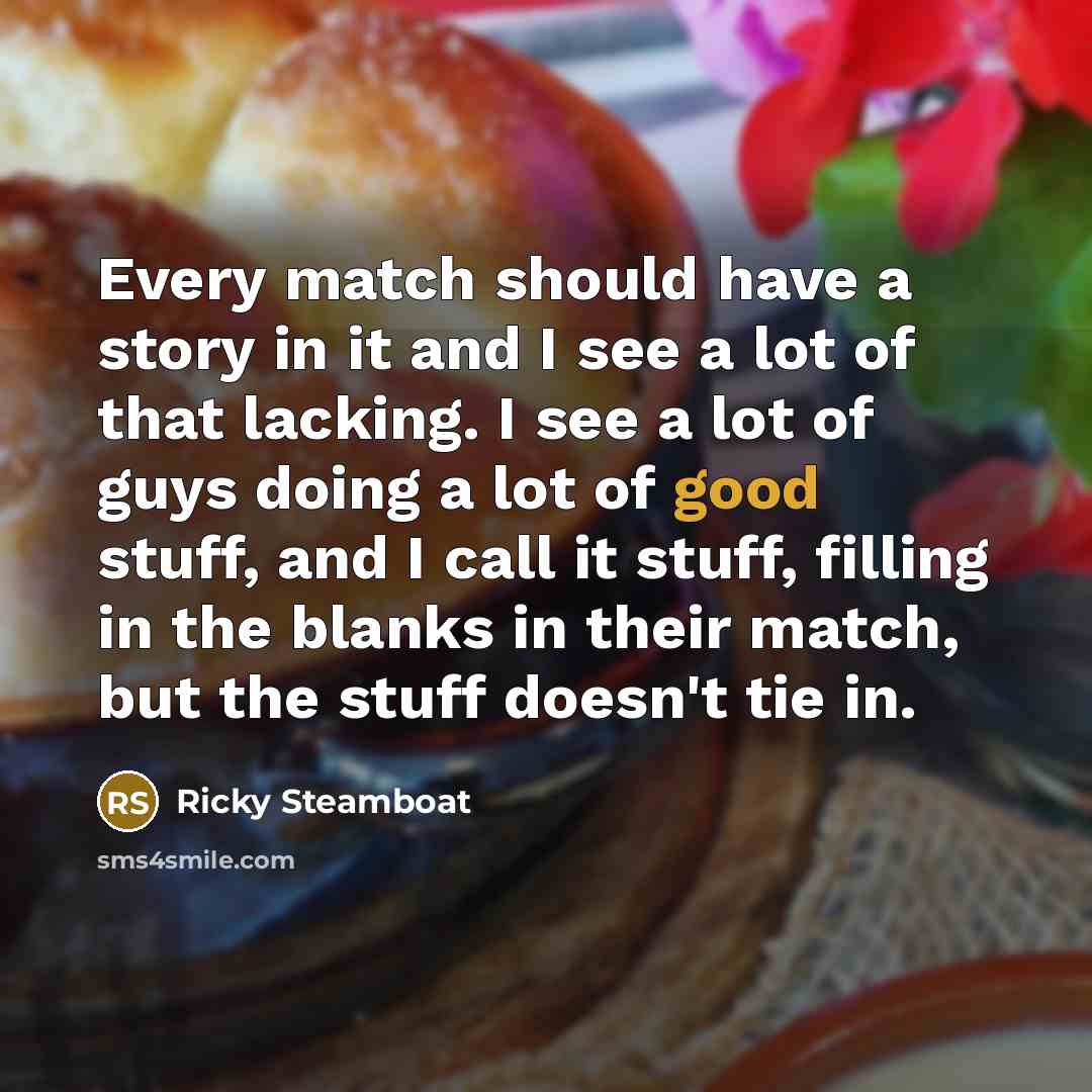 “Every match should have a story in it and I…” quote by Ricky Steamboat