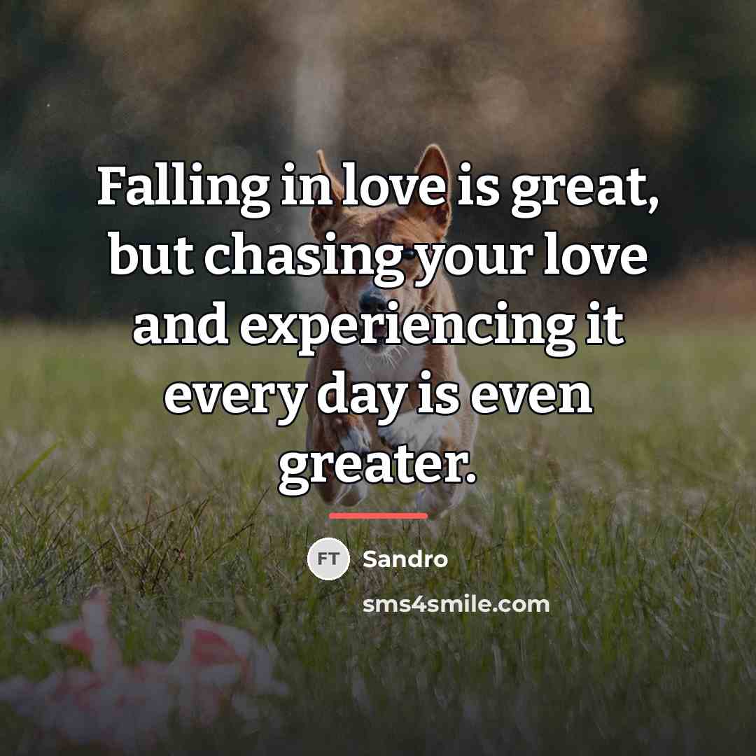 “Falling in love is great, but chasing your love and…” quote by Sandro