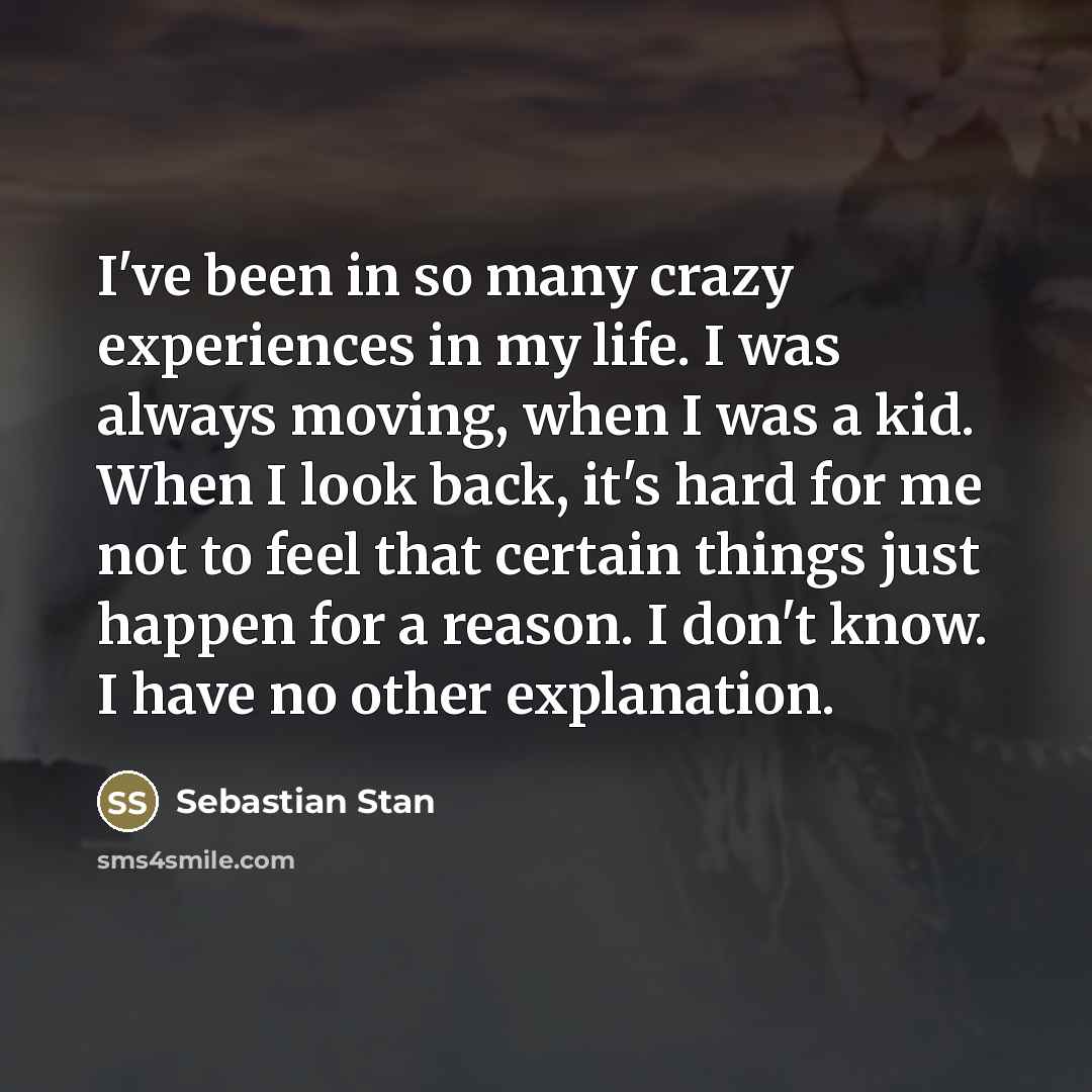 “I've been in so many crazy experiences in my life.…” quote by Sebastian Stan