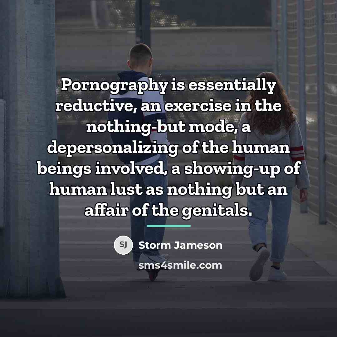 “Pornography is essentially reductive, an exercise in the nothing-but mode,…” quote by Storm Jameson