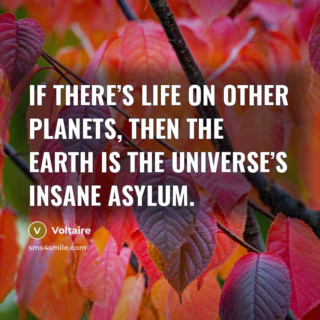 “If there’s life on other planets, then the earth is…” quote by Voltaire