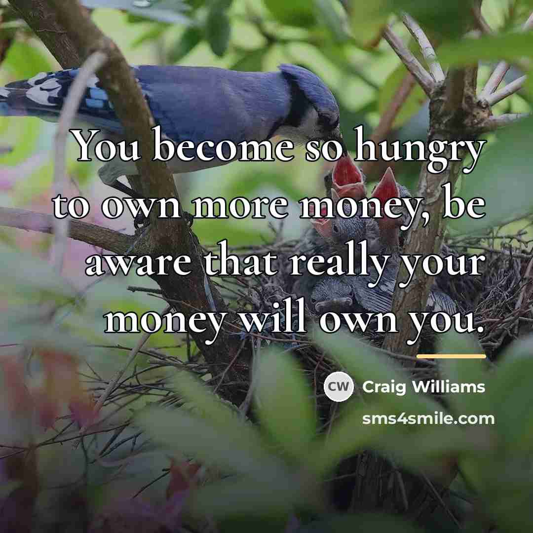 “You become so hungry to own more money, be aware…” quote by Craig Williams