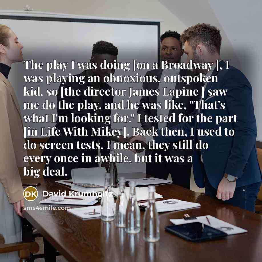 “The play I was doing [on a Broadway ], I…” quote by David Krumholtz