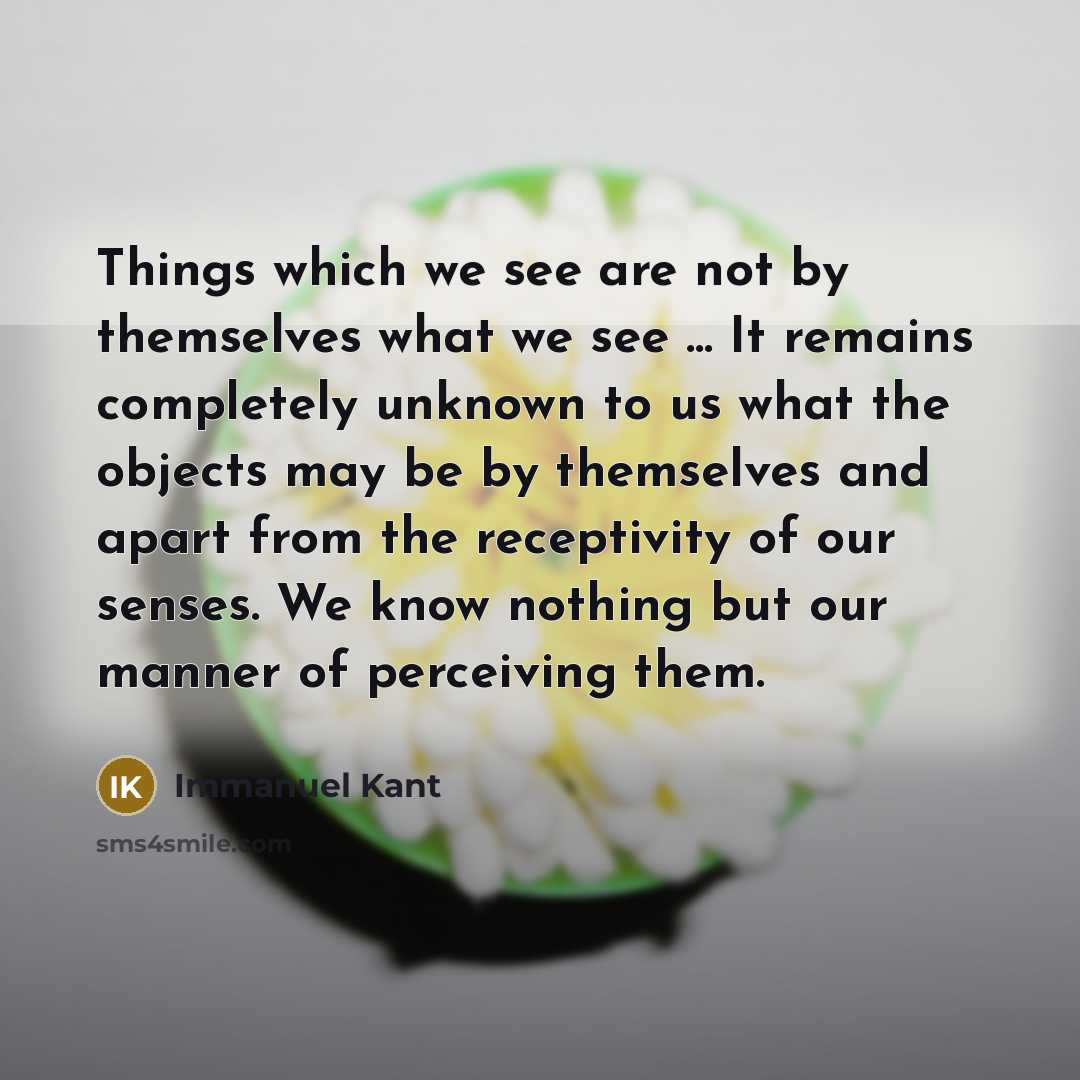 “Things which we see are not by themselves what we…” quote by Immanuel Kant