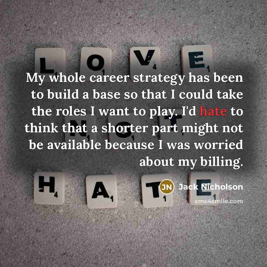 “My whole career strategy has been to build a base…” quote by Jack Nicholson