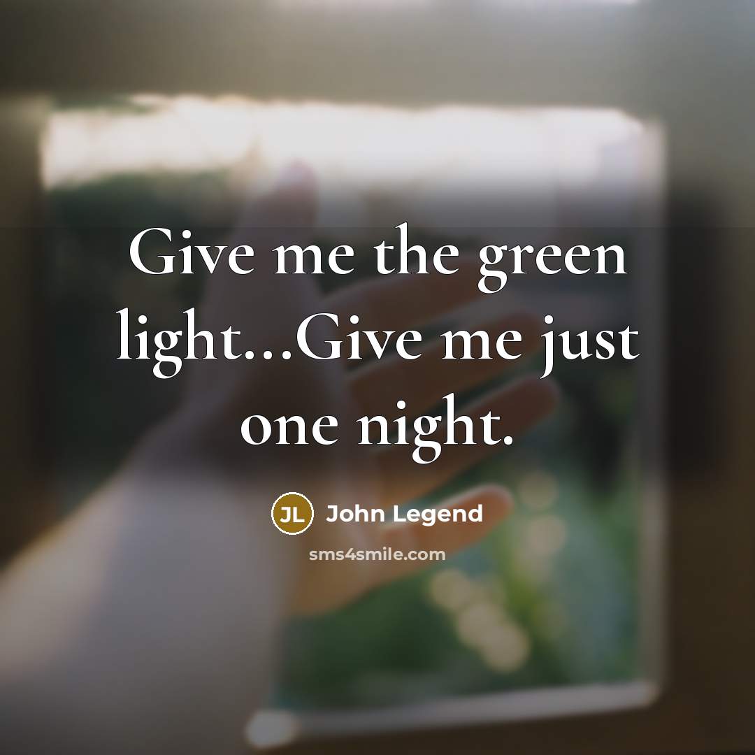 “Give me the green light...Give me just one night.” quote by John Legend