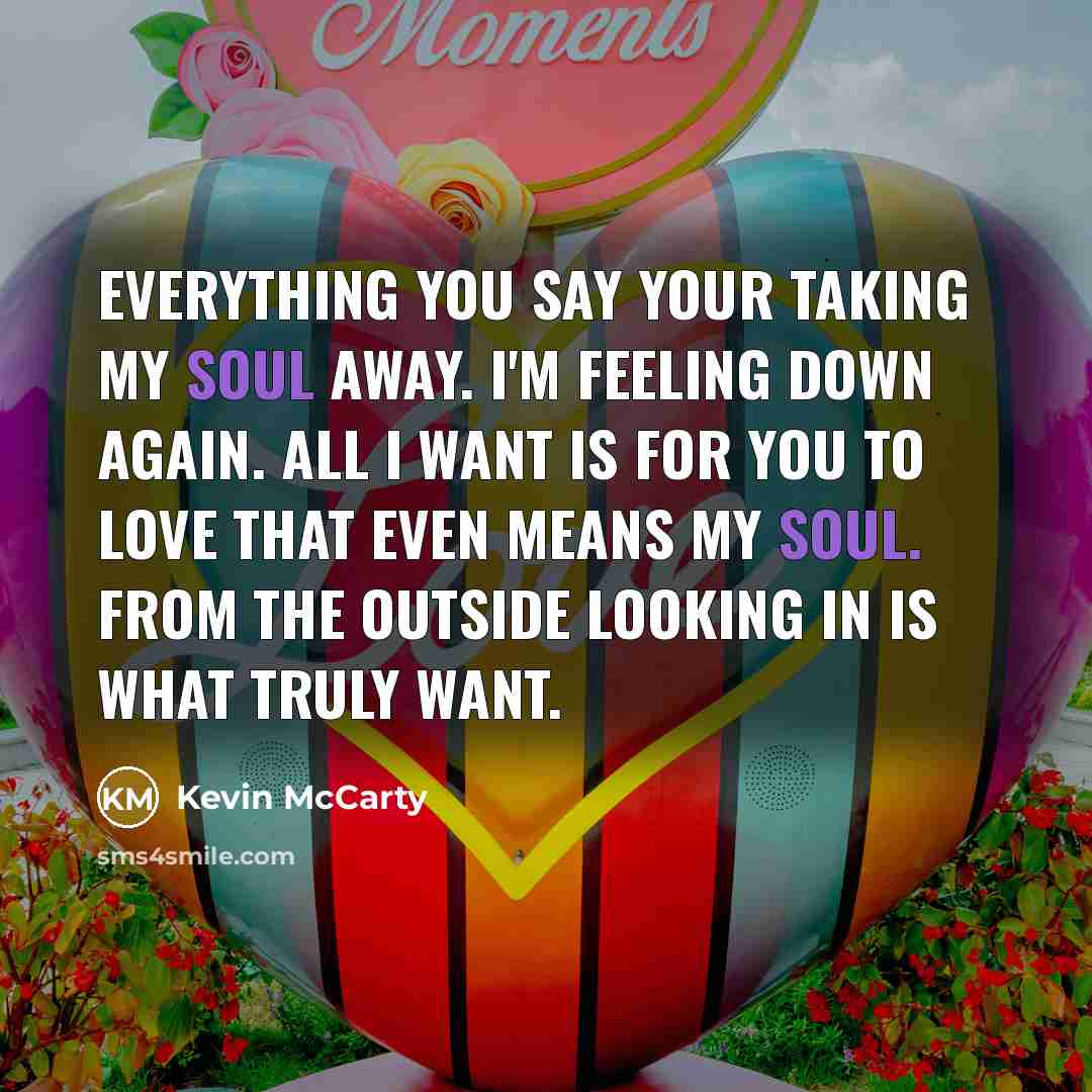 “Everything you say your taking my soul away. I'm feeling…” quote by Kevin McCarty