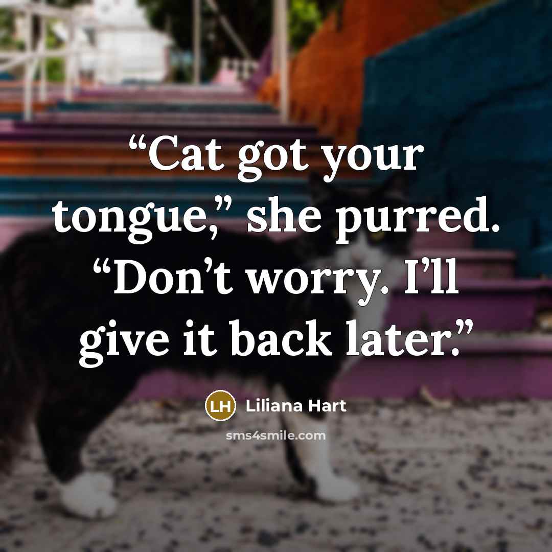 “Cat got your tongue,” she purred. “Don’t worry. I’ll give it back later.” quote by Liliana Hart