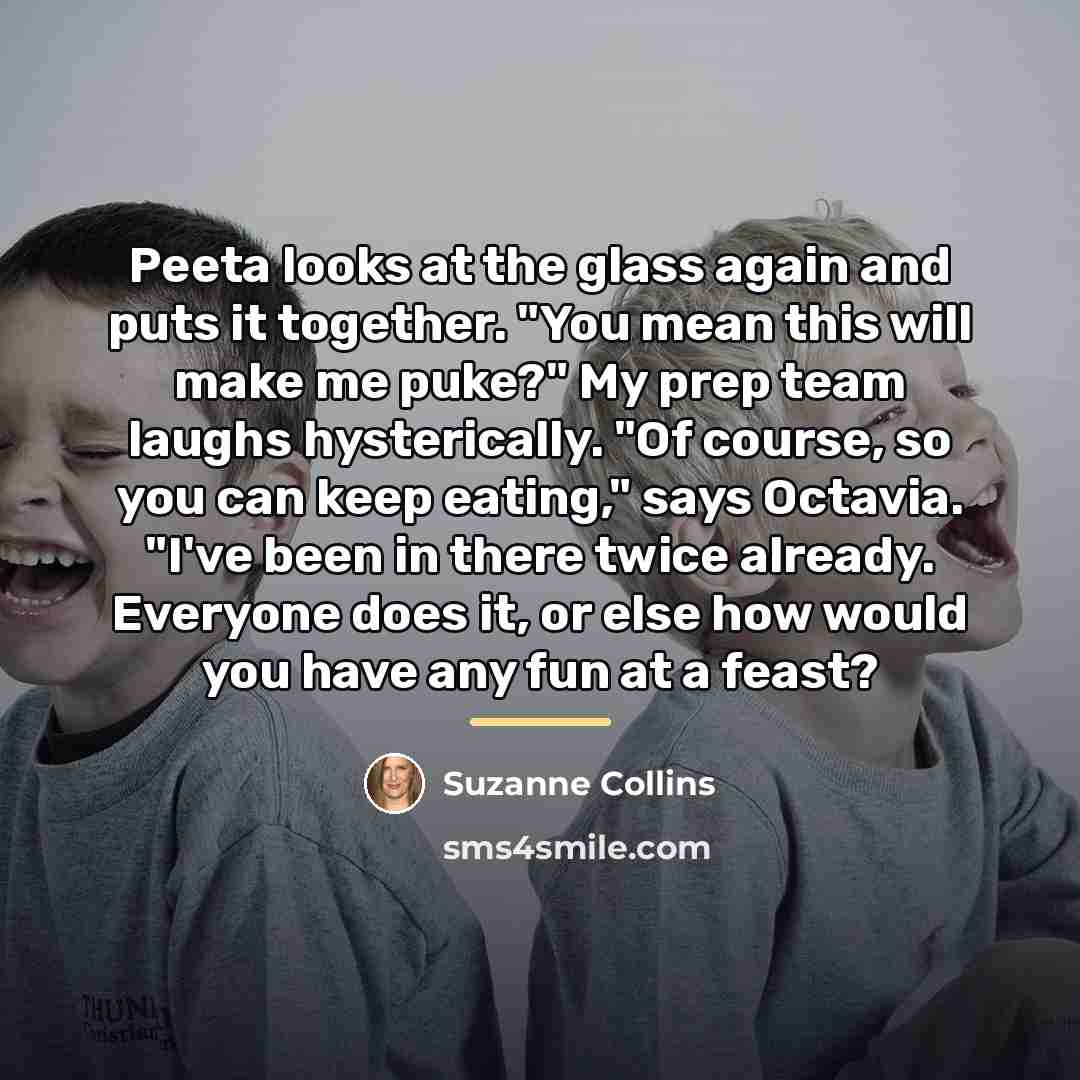 “Peeta looks at the glass again and puts it together.…” quote by Suzanne Collins