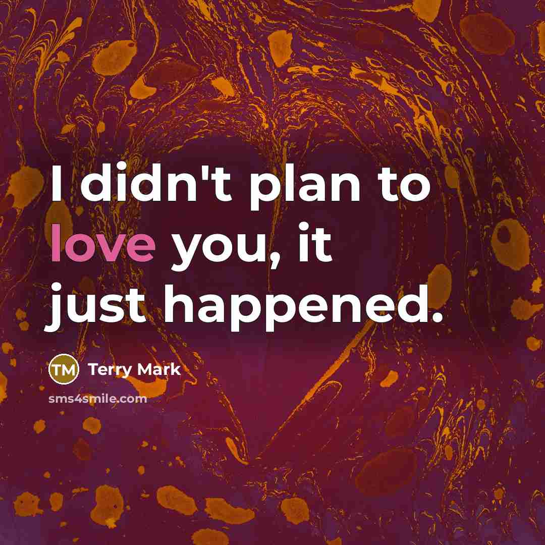 “I didn't plan to love you, it just happened.…” quote by Terry Mark