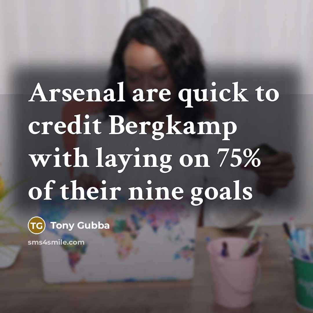 “Arsenal are quick to credit Bergkamp with laying on 75%…” quote by Tony Gubba