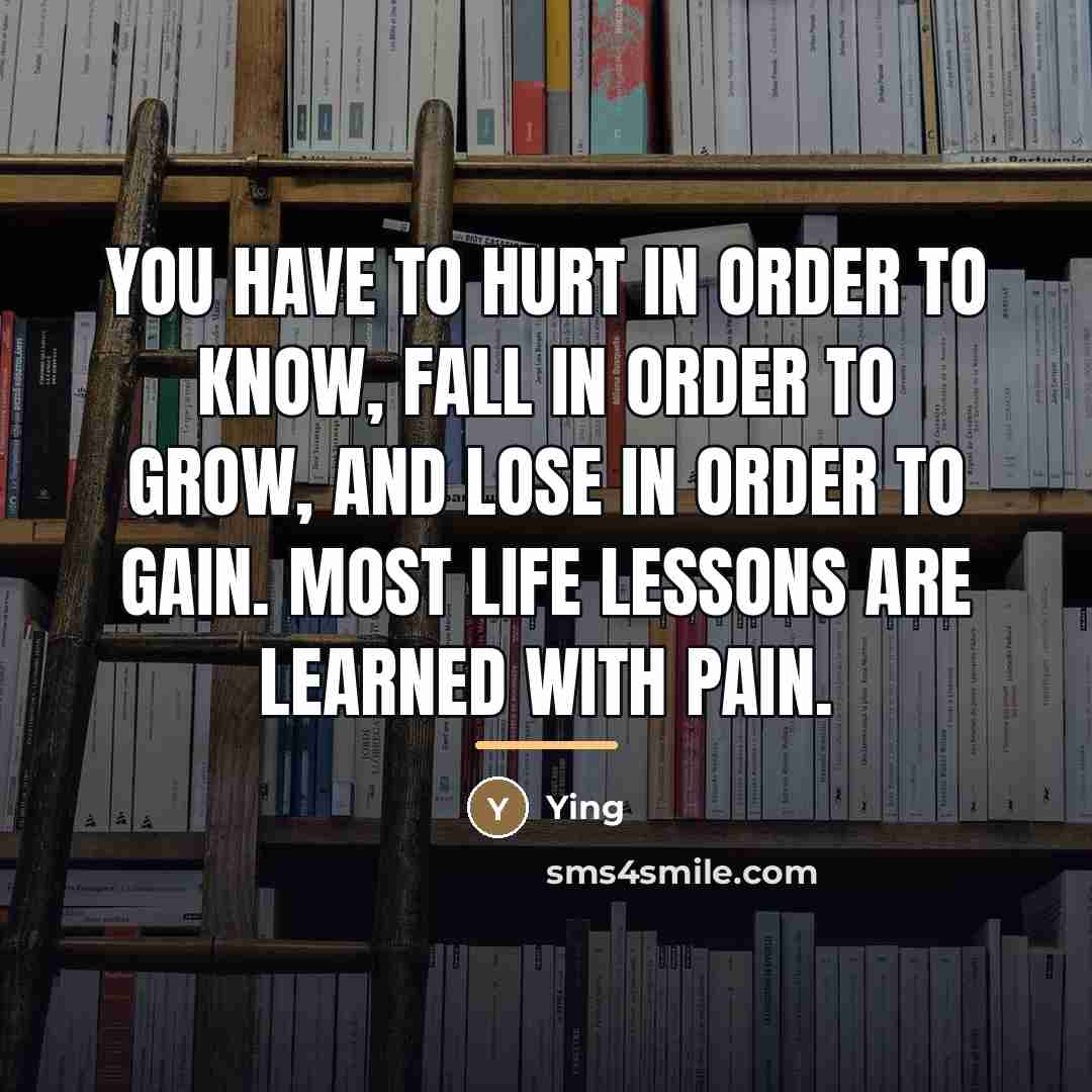 “You have to hurt in order to know, fall in…” quote by Ying