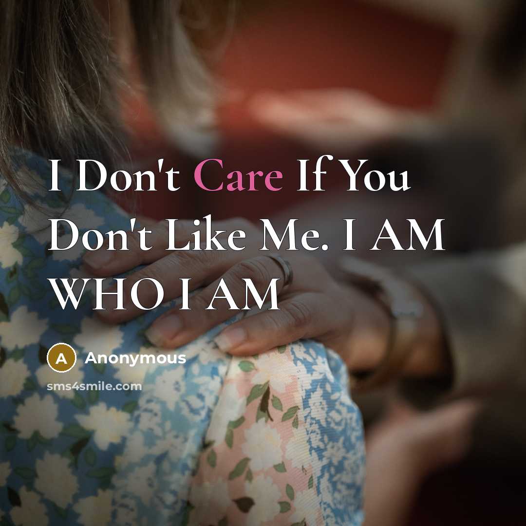 “I Don't Care If You Don't Like Me. I AM…” quote by Anonymous