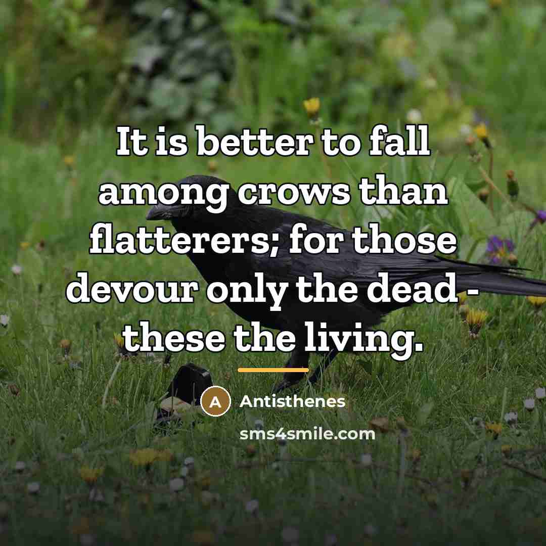 “It is better to fall among crows than flatterers; for…” quote by Antisthenes