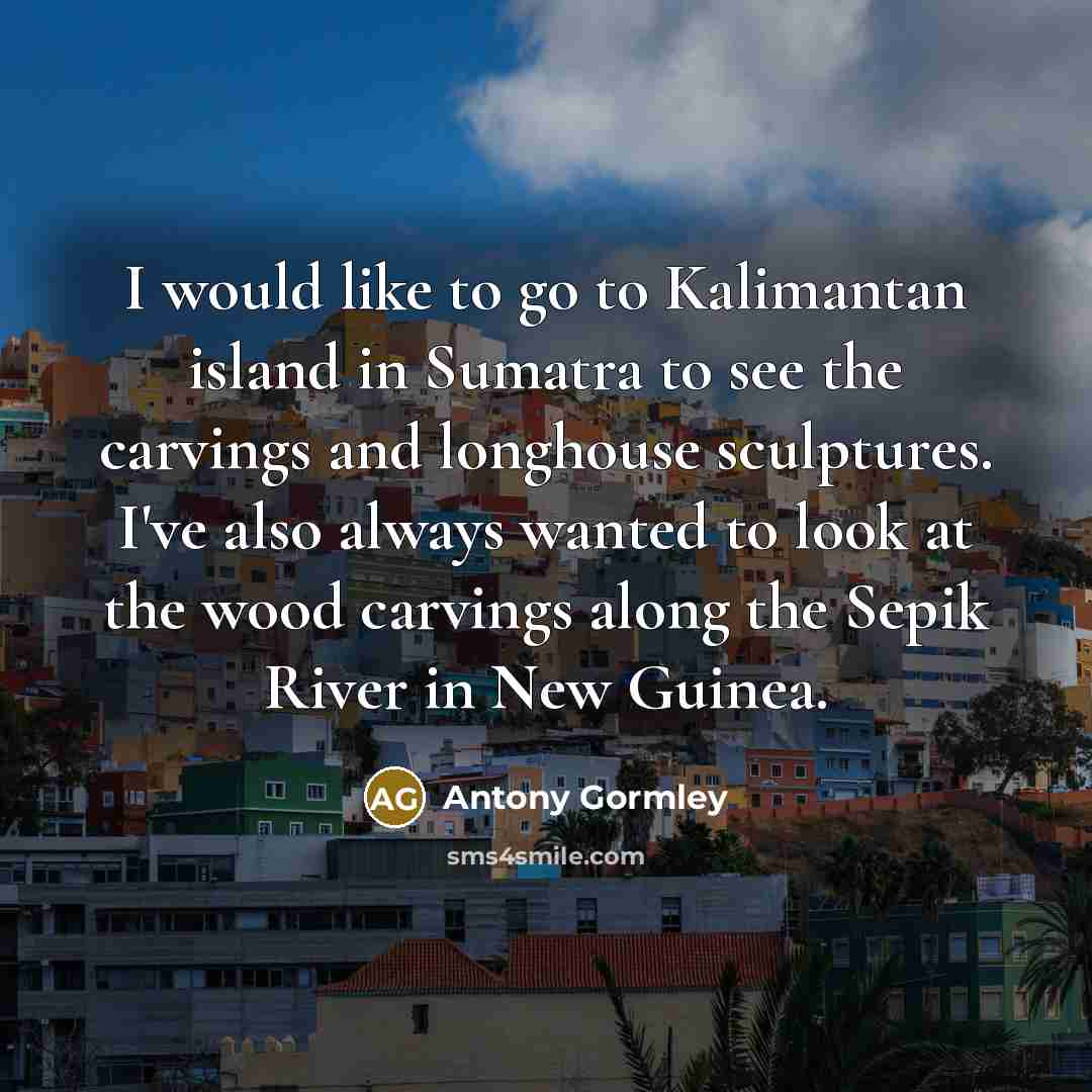 “I would like to go to Kalimantan island in Sumatra…” quote by Antony Gormley