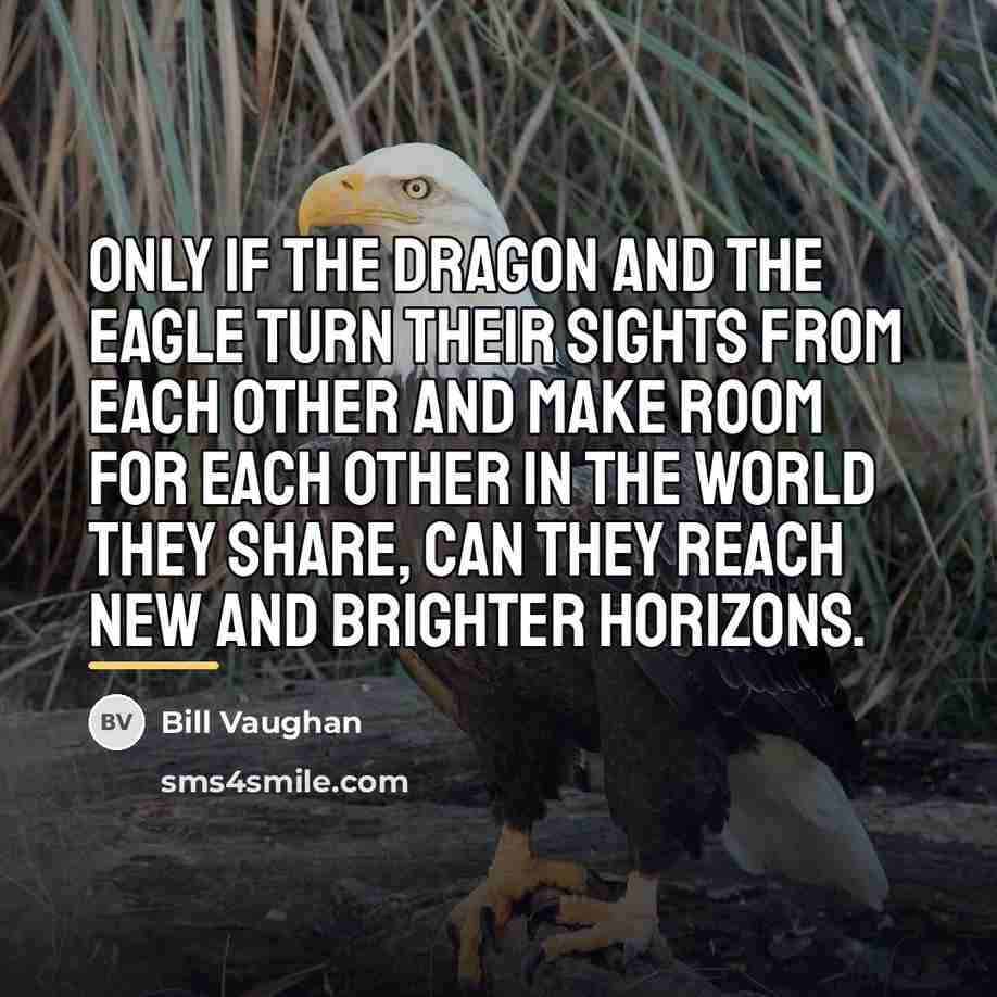 “Only if the dragon and the eagle turn their sights…” quote by Bill Vaughan