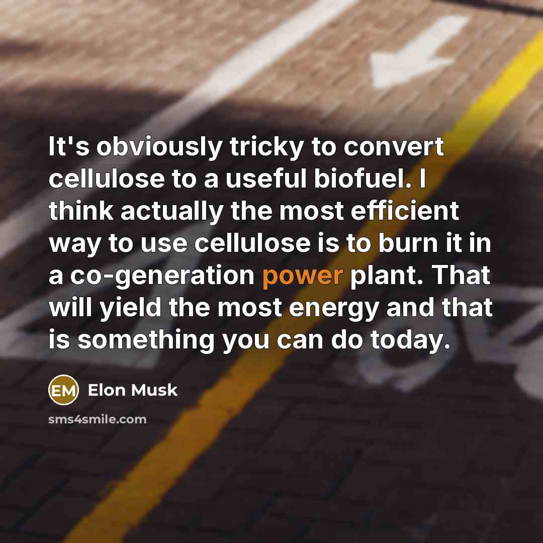 “It's obviously tricky to convert cellulose to a useful biofuel.…” quote by Elon Musk
