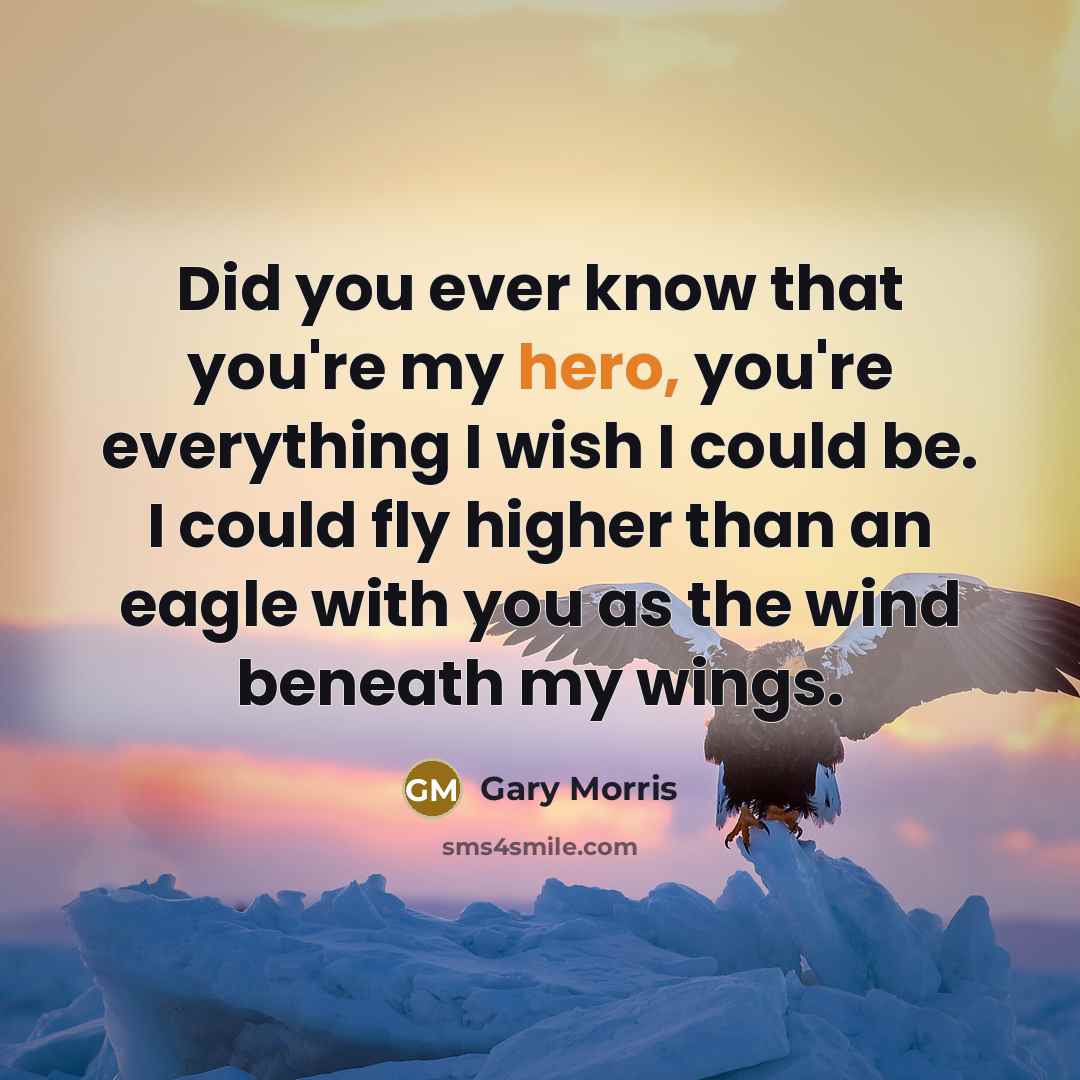 “Did you ever know that you're my hero, you're everything…” quote by Gary Morris