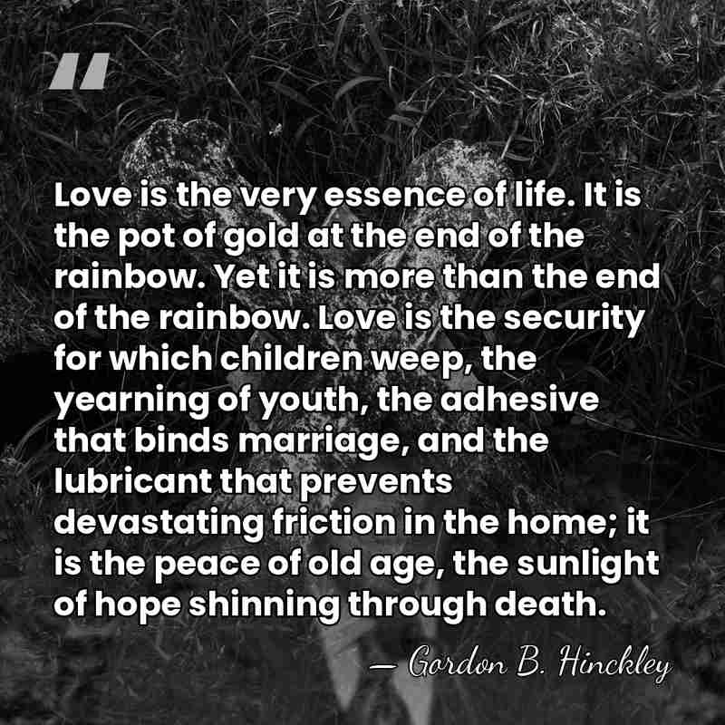 Love is the very essence of life. It is the pot of&hellip; - Gordon B. Hinckley