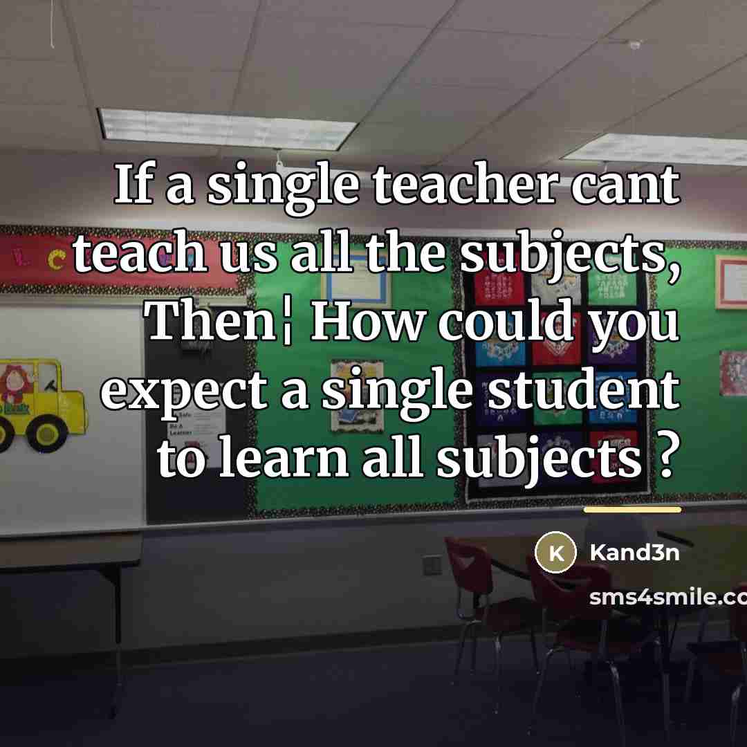 “If a single teacher cant teach us all the subjects,…” quote by Kand3n