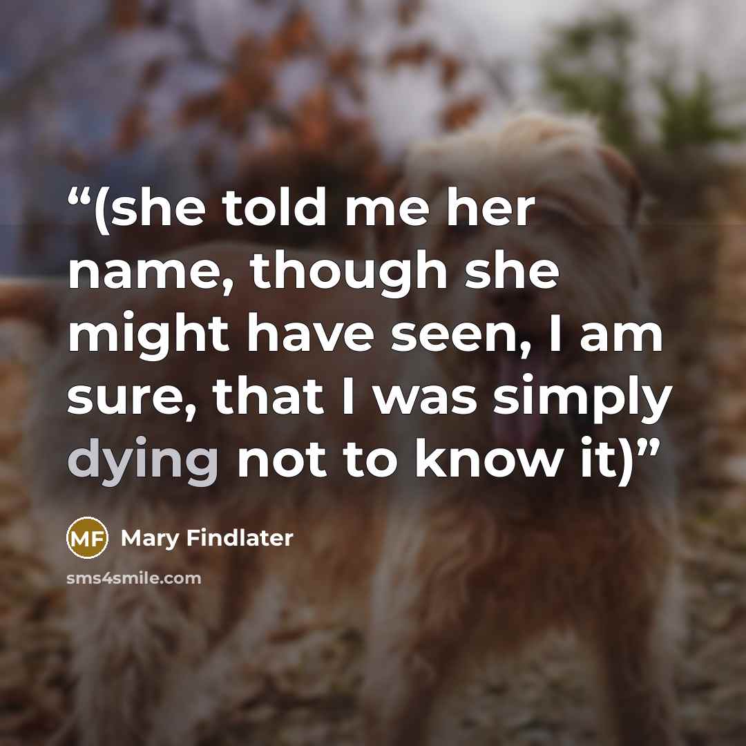 “(she told me her name, though she might have seen, I am sure, that I was simply dying not to know it)” quote by Mary Findlater