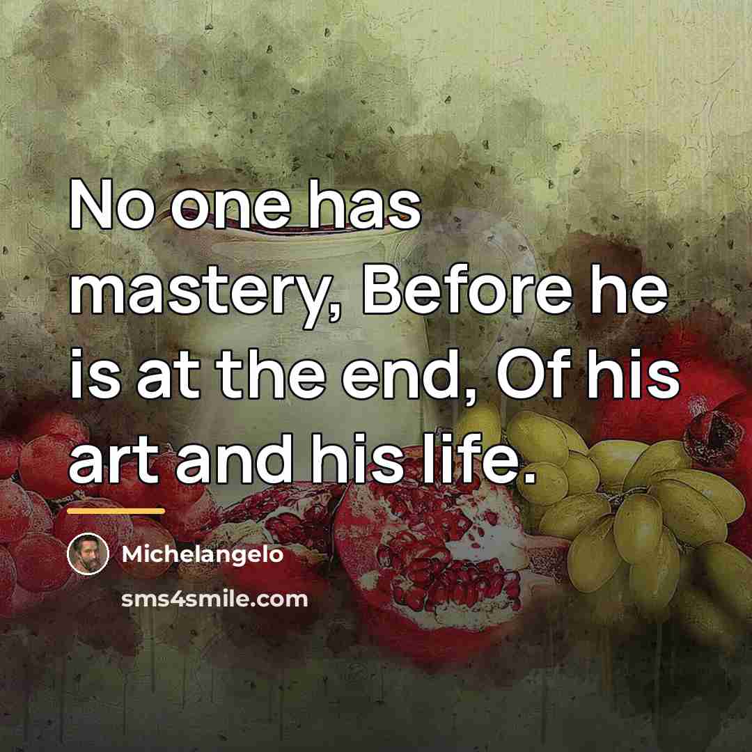 “No one has mastery, Before he is at the end,…” quote by Michelangelo