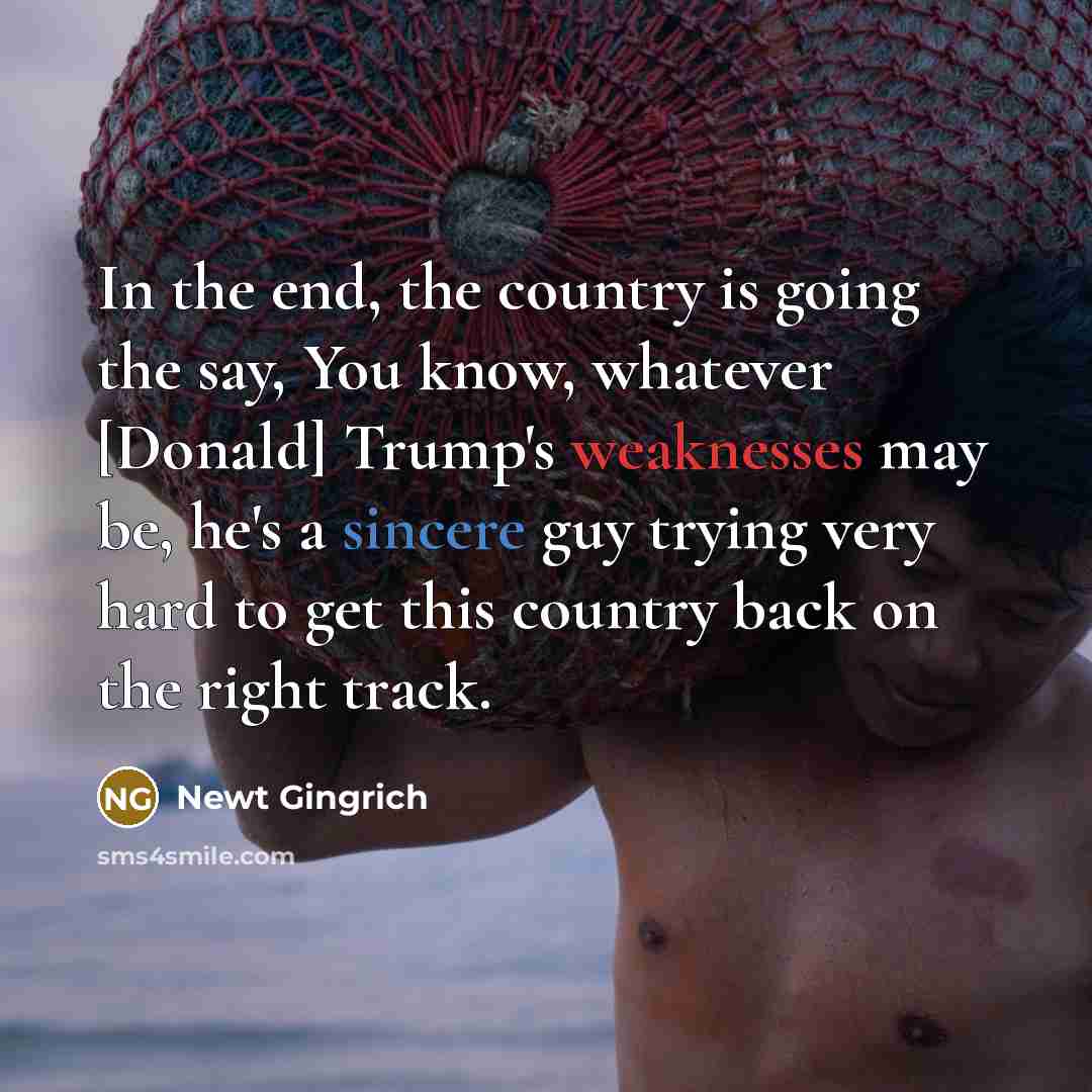“In the end, the country is going the say, You…” quote by Newt Gingrich