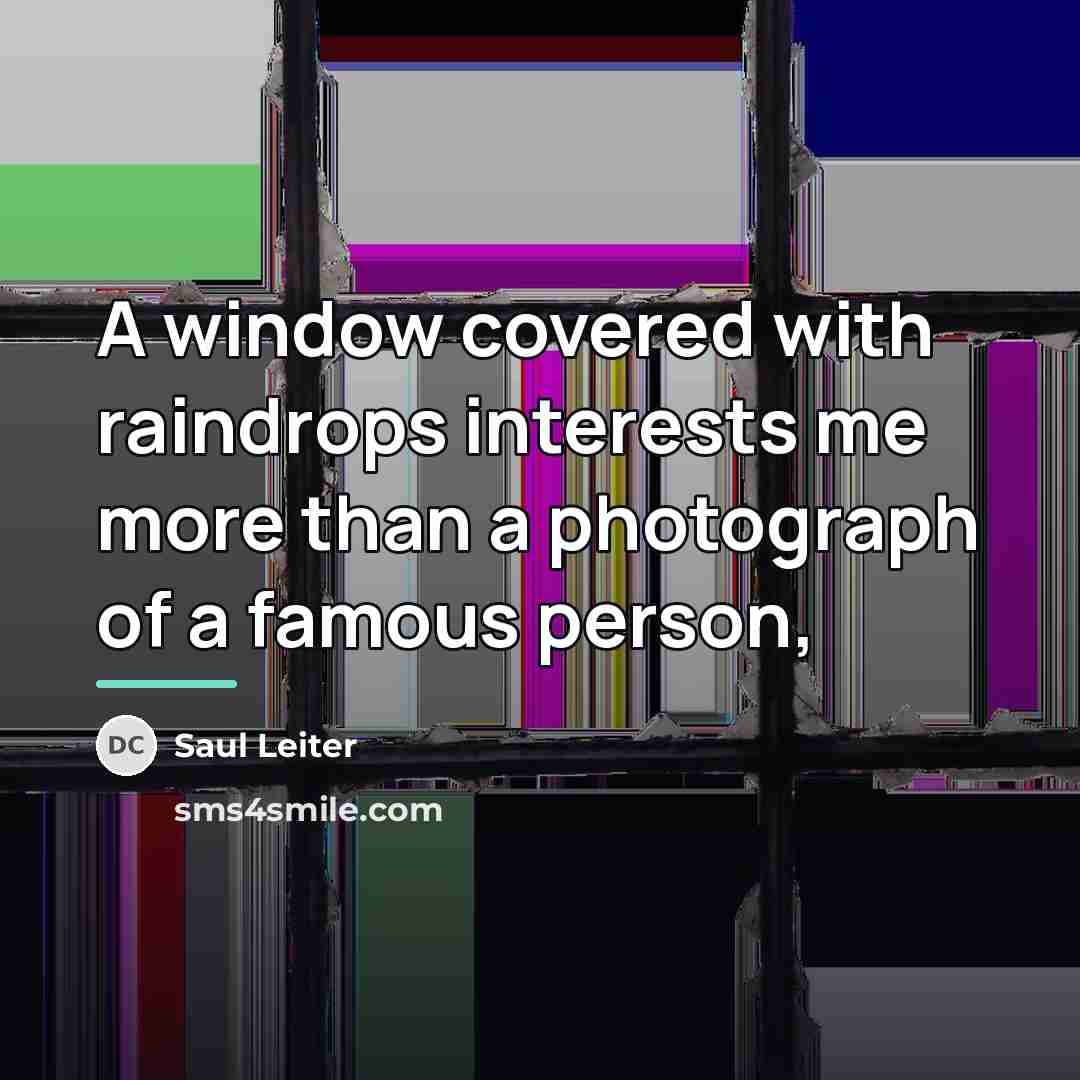“A window covered with raindrops interests me more than a…” quote by Saul Leiter