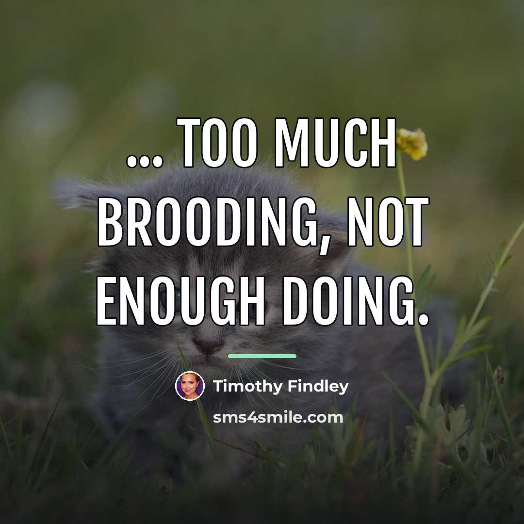 “... too much brooding, not enough doing.…” quote by Timothy Findley