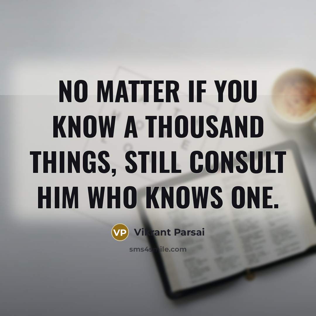 “No matter if you know a thousand things, still consult…” quote by Vikrant Parsai