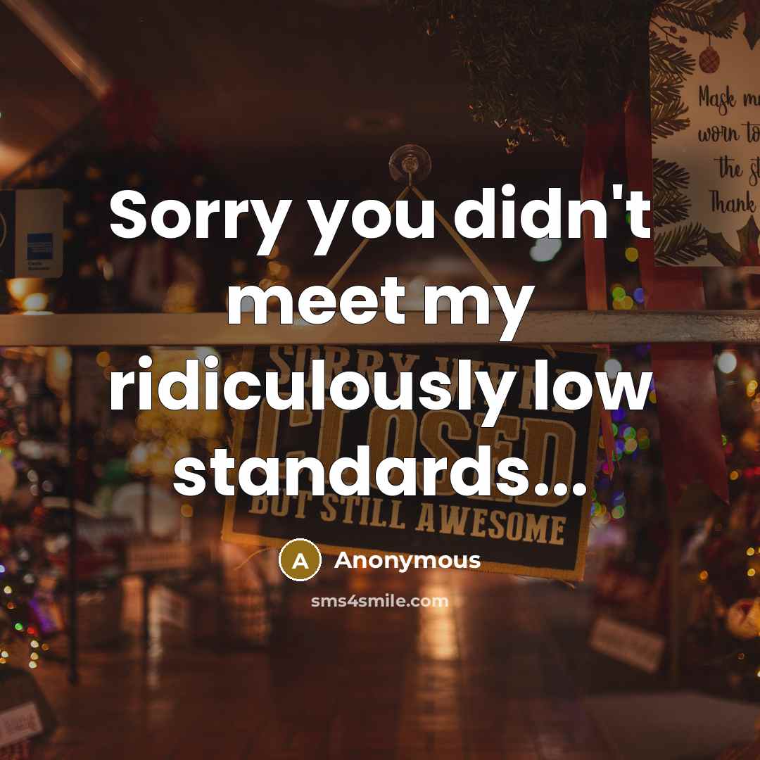 “Sorry you didn't meet my ridiculously low standards...…” quote by Anonymous