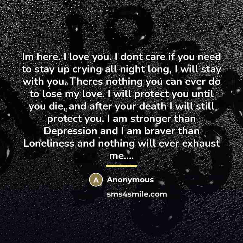 “Im here. I love you. I dont care if you…” quote by Anonymous