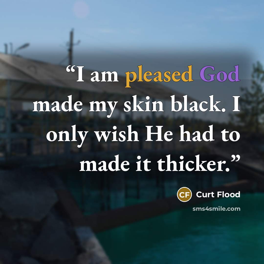 “I am pleased God made my skin black. I only wish He had to made it thicker.” quote by Curt Flood