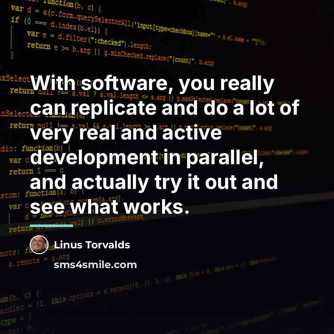 “With software, you really can replicate and do a lot…” quote by Linus Torvalds